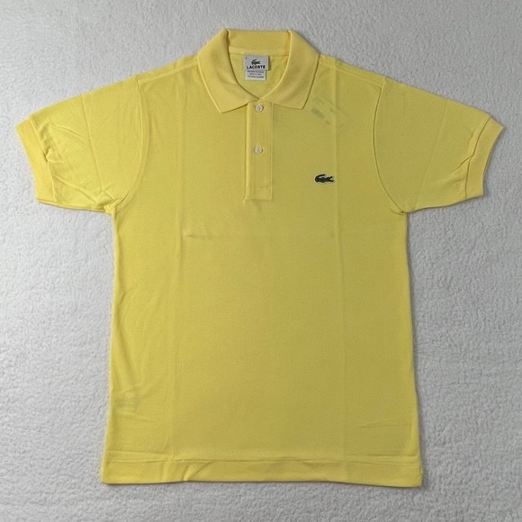 LACOSTE Logo Polo Shirt Cotton Short Sleeve Light Yellow Mens US Size XS VTG NWT - Picture 1 of 15